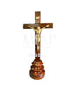 Cruz madera con bronce fundido 33 cm - Salvador tallado