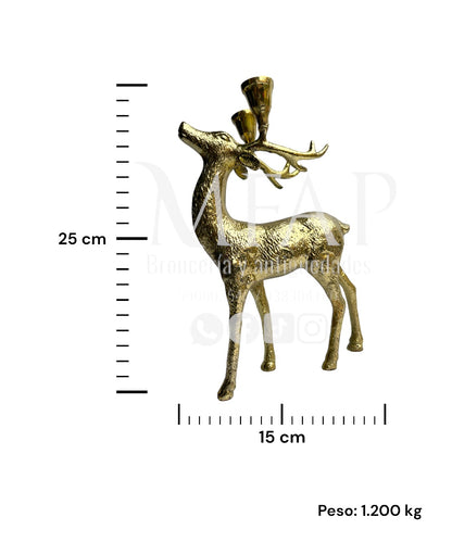 Venado de bronce fundido 25 cm - Nobleza en movimiento