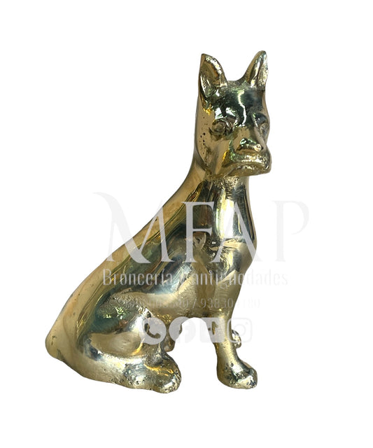 Lealtad forjada - perro sentado de bronce 10 cm