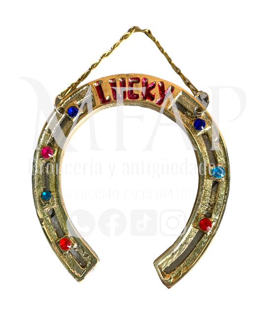Huellas doradas - herradura pequeño en bronce 9 cm