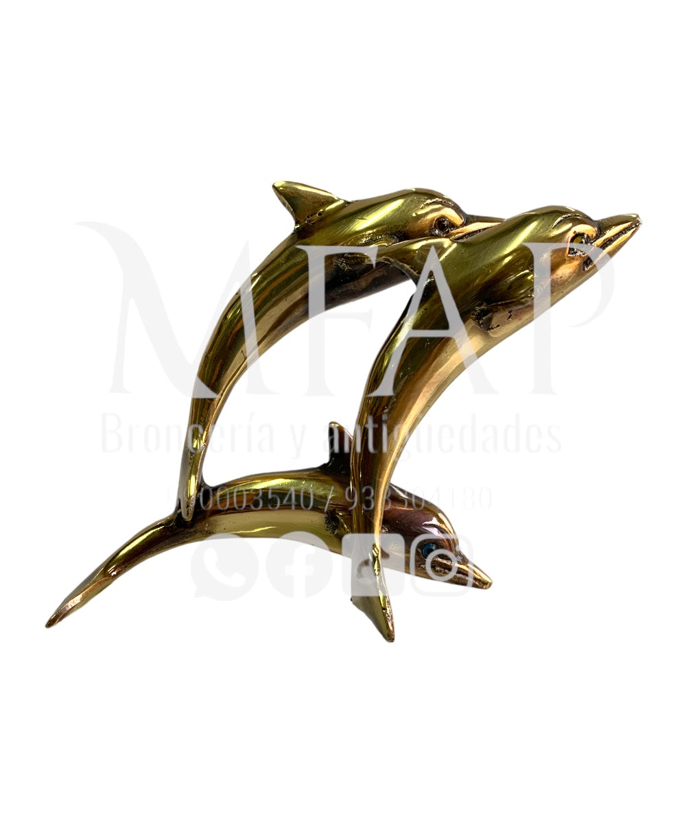 Alegría de las olas - delfines de bronce 11 cm