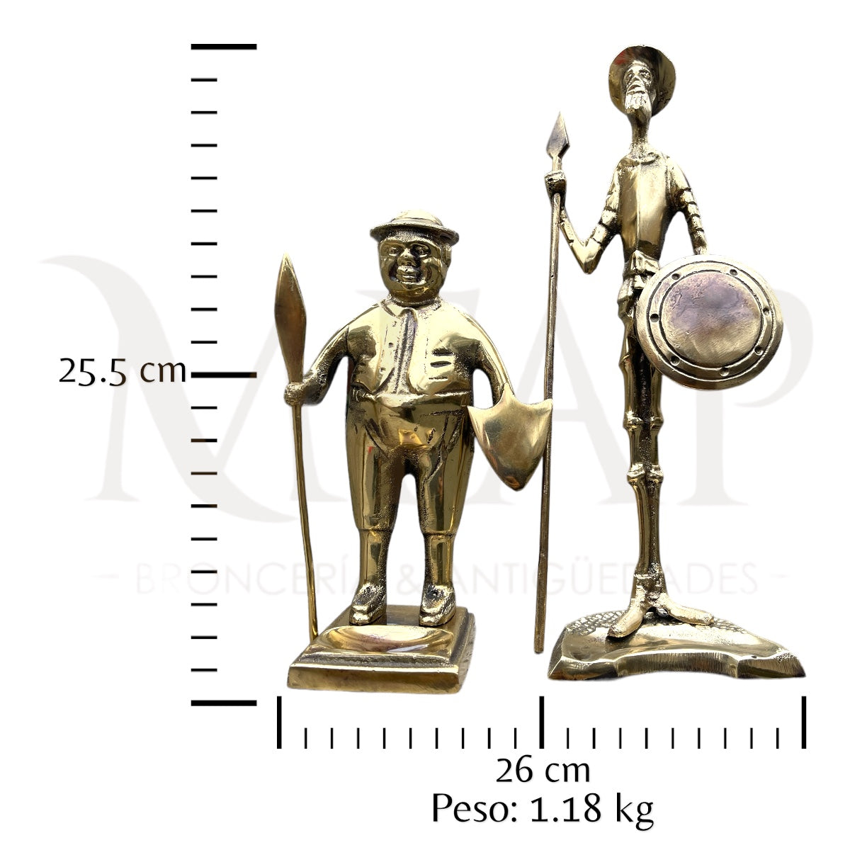 Quijote y Sancho Panza en bronce fundido 25.5 cm - La aventura eterna
