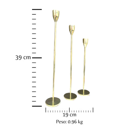 Candelabro de 3 velas en bronce fundido 39 cm - Trilogía de luz