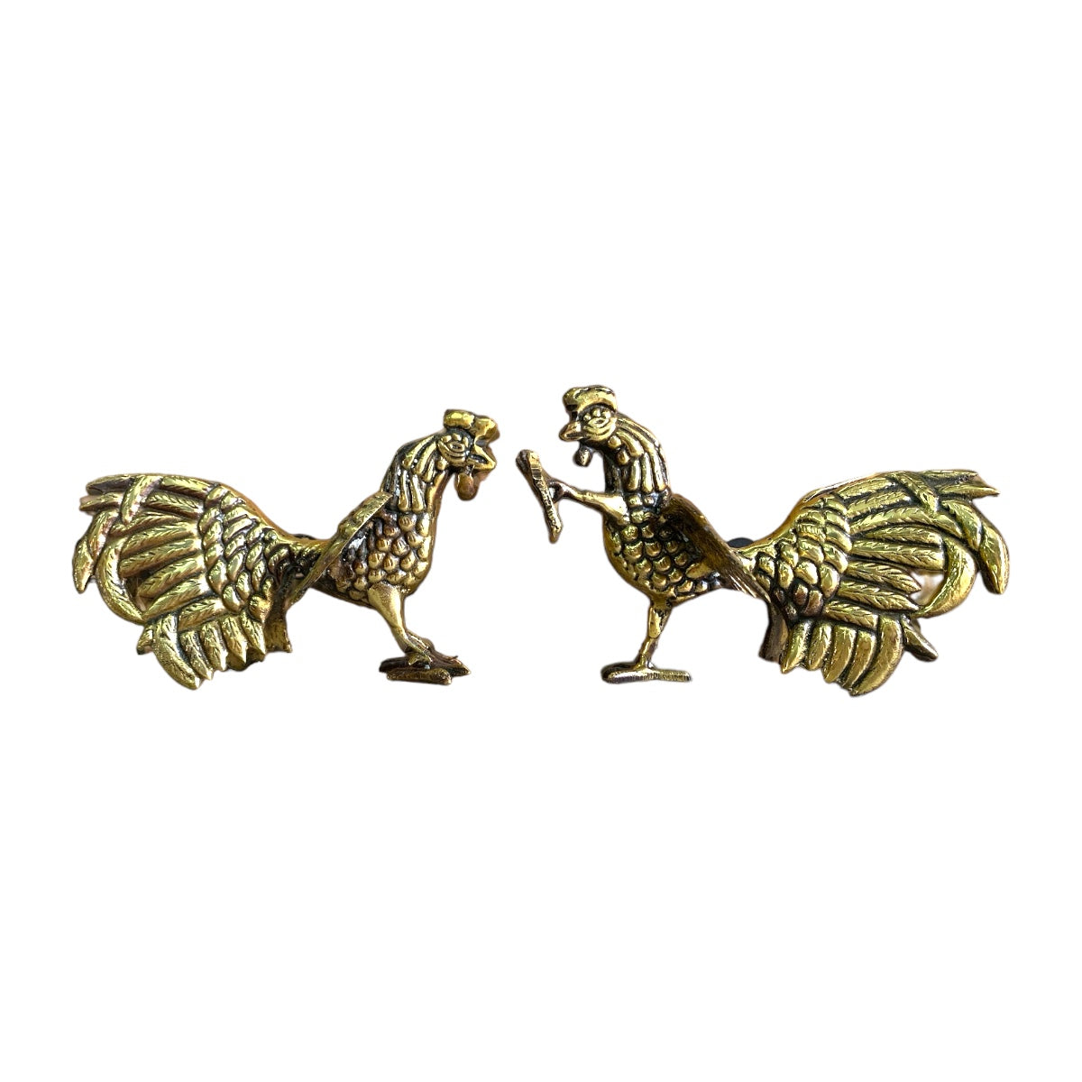 Furia y Pluma - gallos de pelea de bronce 12 cm