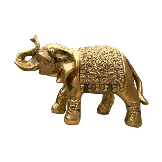 Trono de ébano - elefante de bronce 14 cm