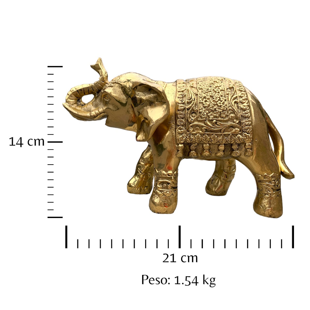 Trono de ébano - elefante de bronce 14 cm