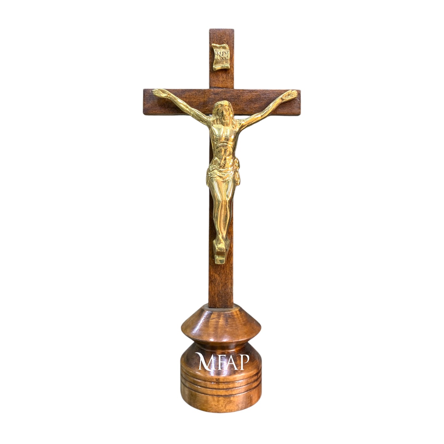 Cruz madera con bronce fundido 42 cm - Lux crucis