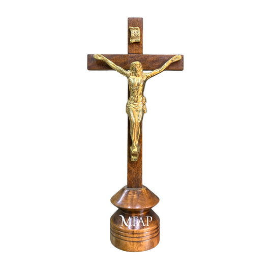 Cruz madera con bronce fundido 42 cm - Lux crucis
