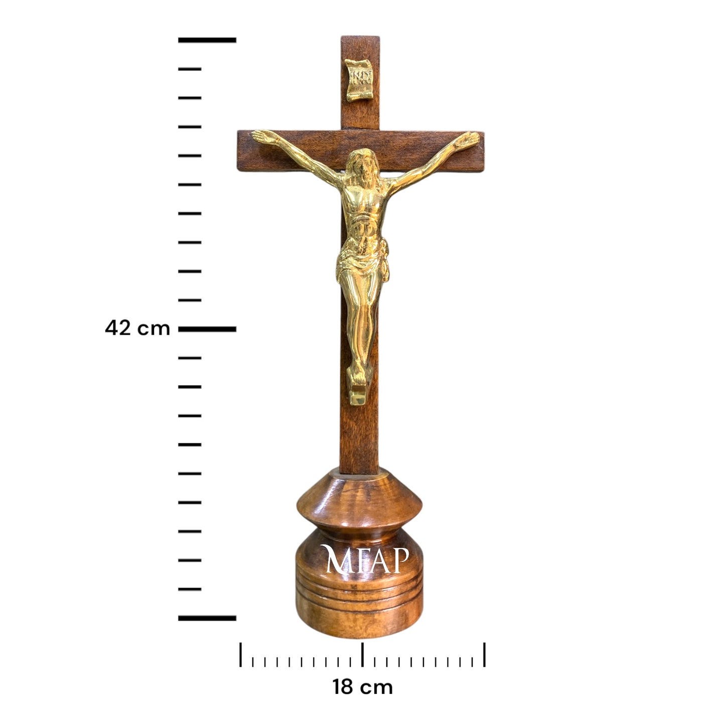 Cruz madera con bronce fundido 42 cm - Lux crucis