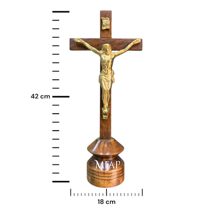 Cruz madera con bronce fundido 42 cm - Lux crucis