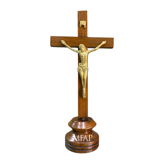 Cruz madera con bronce fundido 24 cm - Susurro divino