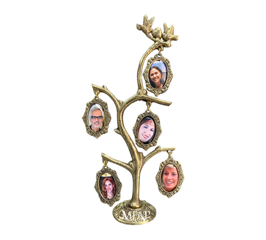 Árbol genealogico de 5 fotos en bronce fundido 22 cm - Lazos eternos