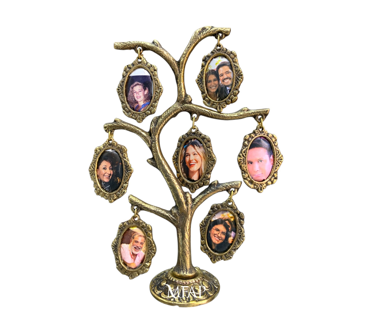 Árbol genealogico de 7 fotos en bronce fundido 18 cm - Origen dorado