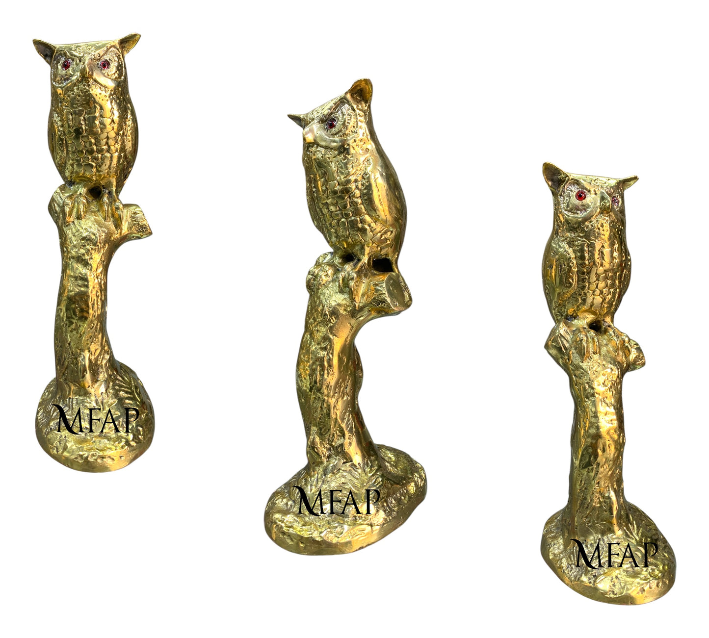 Buho en rama de bronce 26 cm