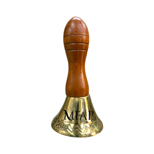 Campana en bronce fundido con mango de madera 10.5 cm - Sonido Clásico