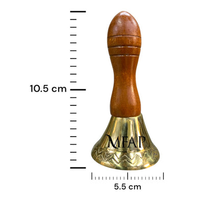 Campana en bronce fundido con mango de madera 10.5 cm - Sonido Clásico