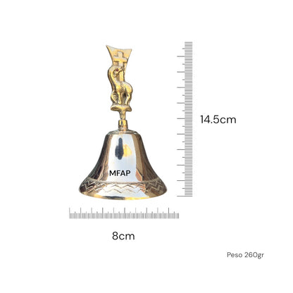 Campana bronce de mesa carnero y cruz