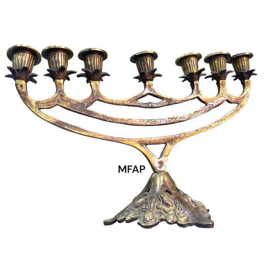 Candelabro de 7 velas envejecido  en bronce fundido 22 cm - Centinela de luz