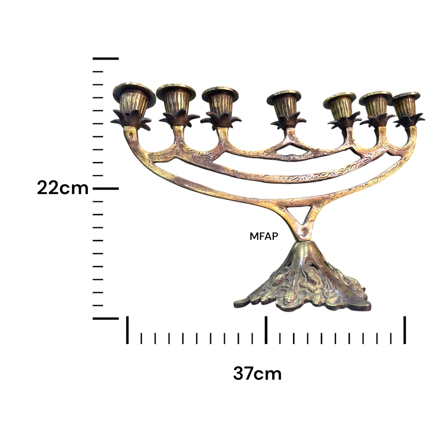 Candelabro de 7 velas envejecido  en bronce fundido 22 cm - Centinela de luz