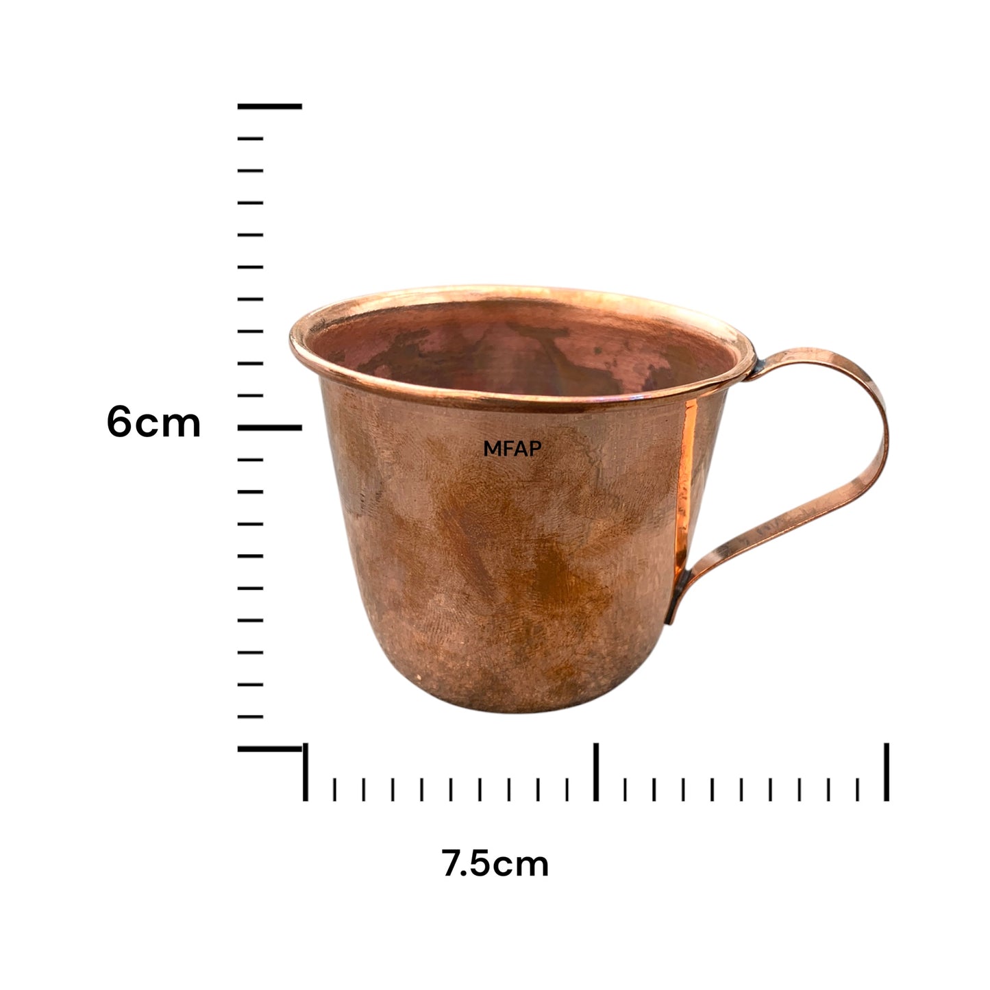 Taza con asa en cobre puro 6 cm -  Elegancia y tradición en cada uso