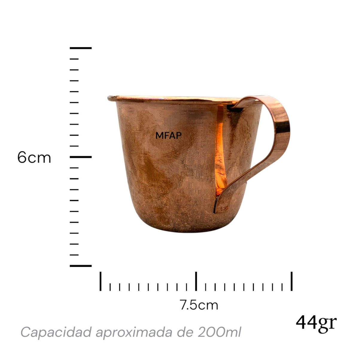 Taza con asa en cobre puro 6 cm -  Elegancia y tradición en cada uso