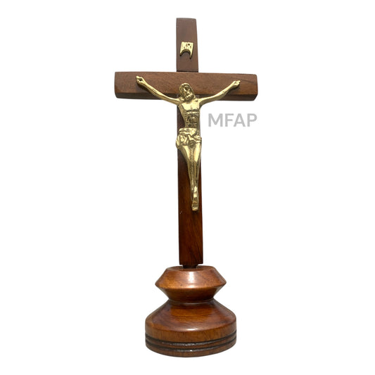 Crucifijo madera con bronce fundido 24 cm - Susurro divino