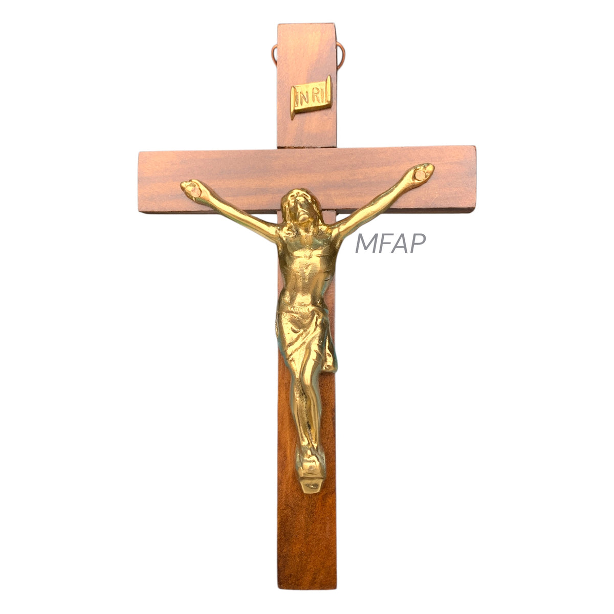 Crucifijo madera con bronce fundido 26 cm - Camino de fe