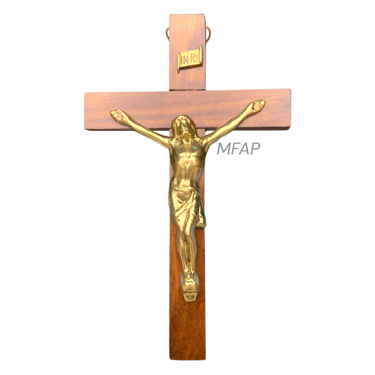 Crucifijo madera con bronce fundido 26 cm - Camino de fe