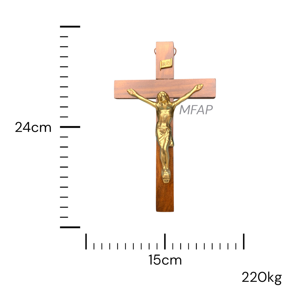 Crucifijo madera con bronce fundido 26 cm - Camino de fe
