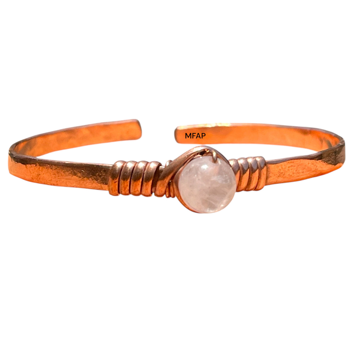 Luna Blanca | Brazalete de Cobre con Piedra Blanca