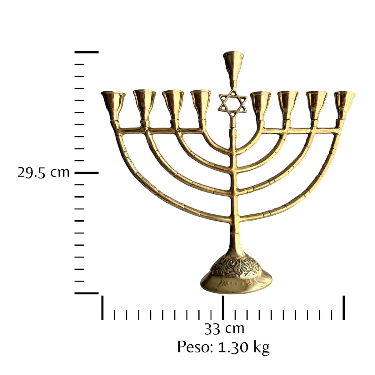 Hanukka candelabro de 9 velas en bronce fundido 29.5 cm -  Luz de libertad